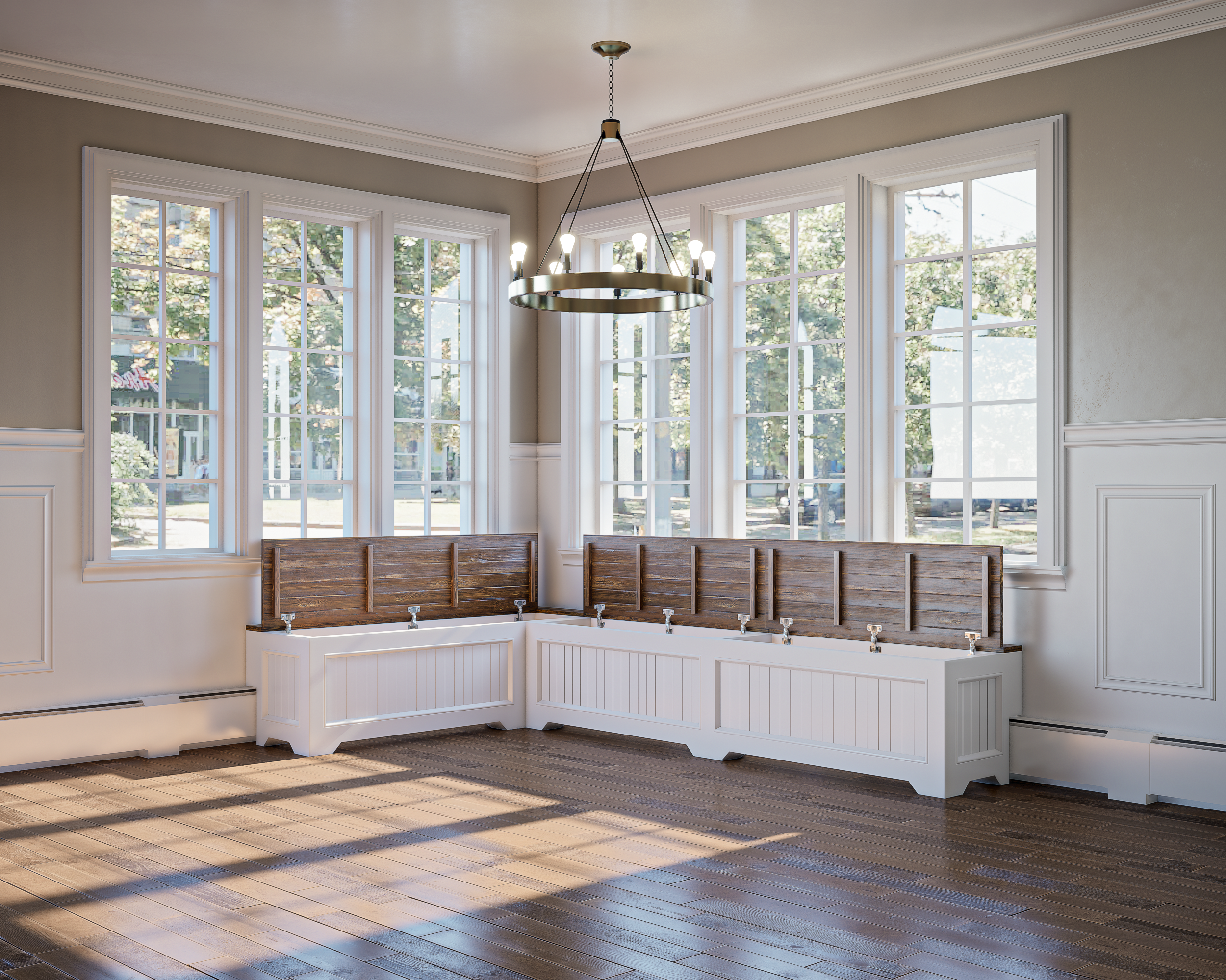 Traditional Farm Corner Bench with Storage