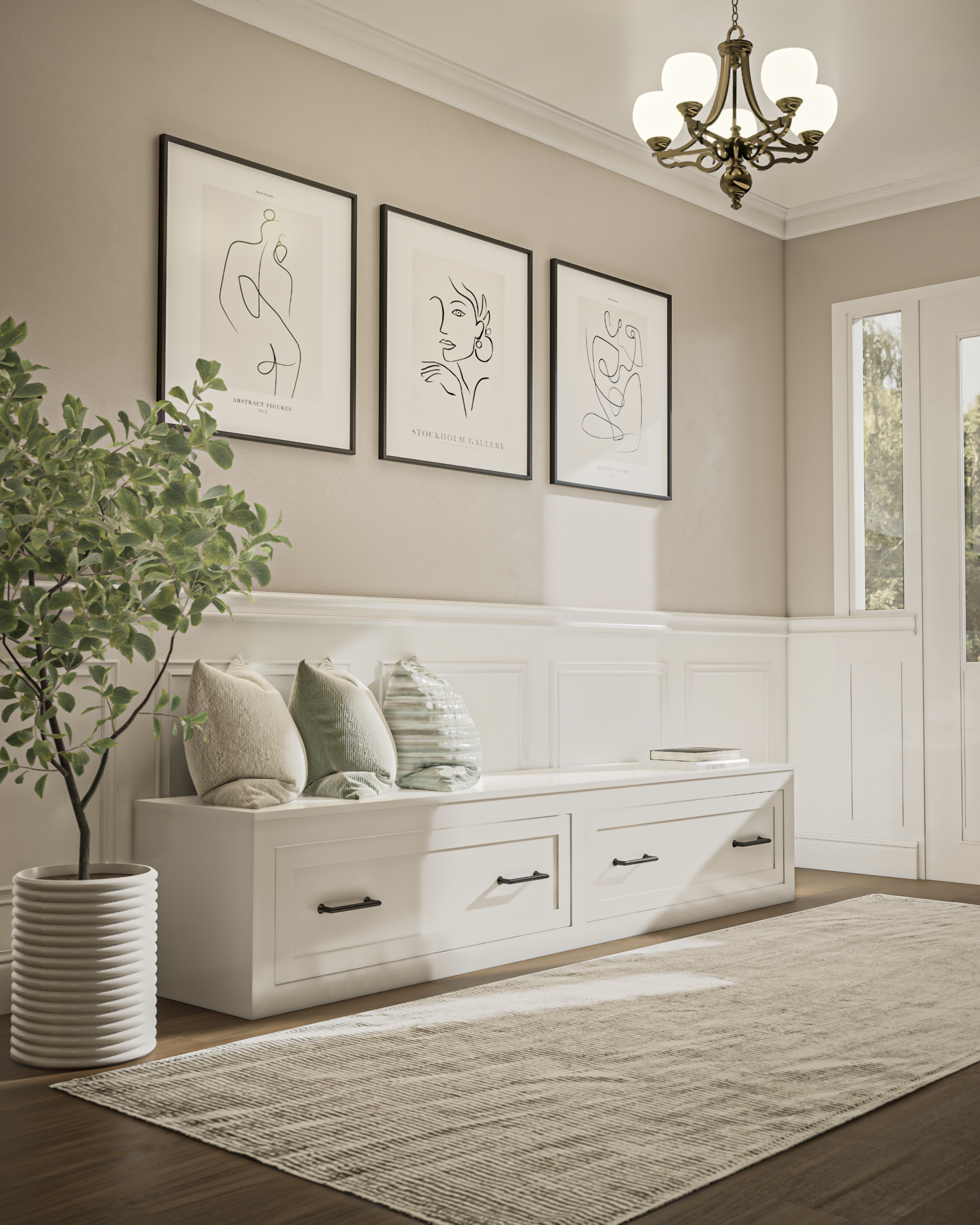 Custom Shaker Straight Bench with Drawers – Made to Fit & Organize
