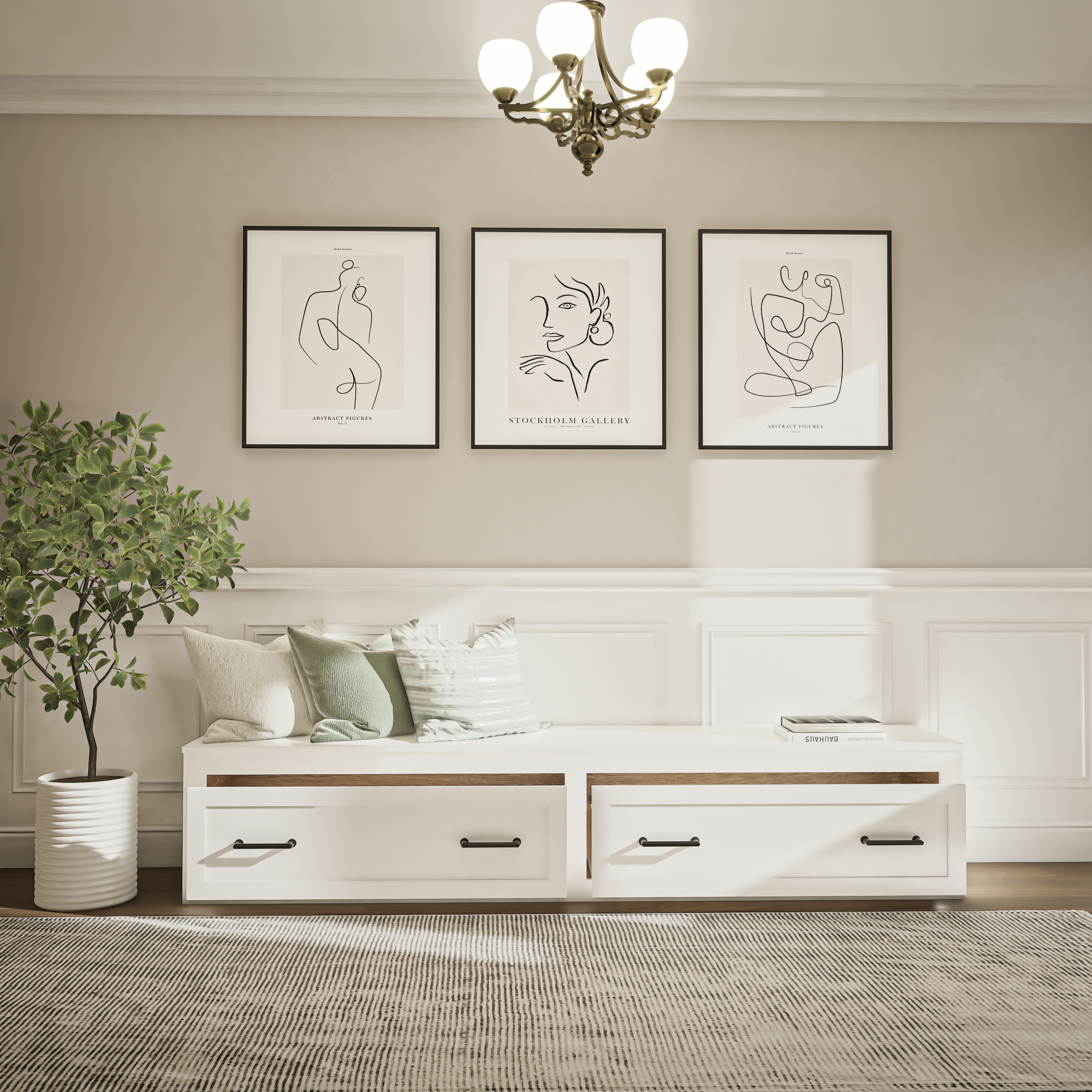 Custom Shaker Straight Bench with Drawers – Made to Fit & Organize