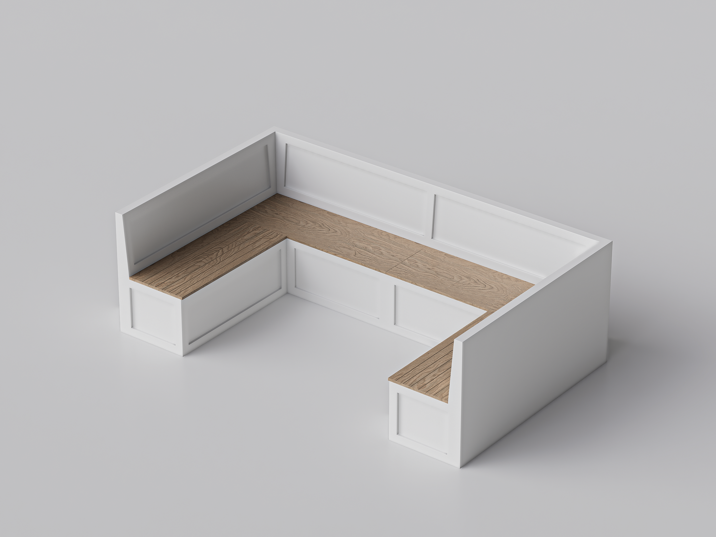 Shaker Style U bench with Storage A