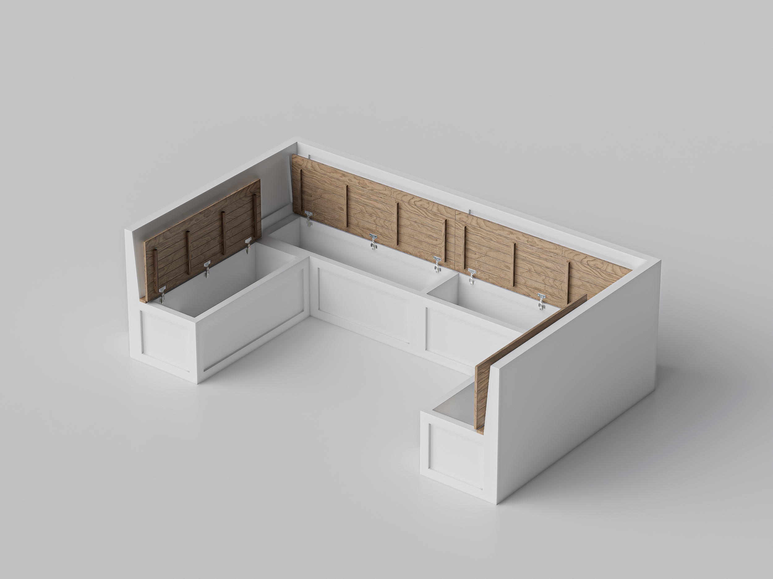 Shaker Style U bench with Storage A