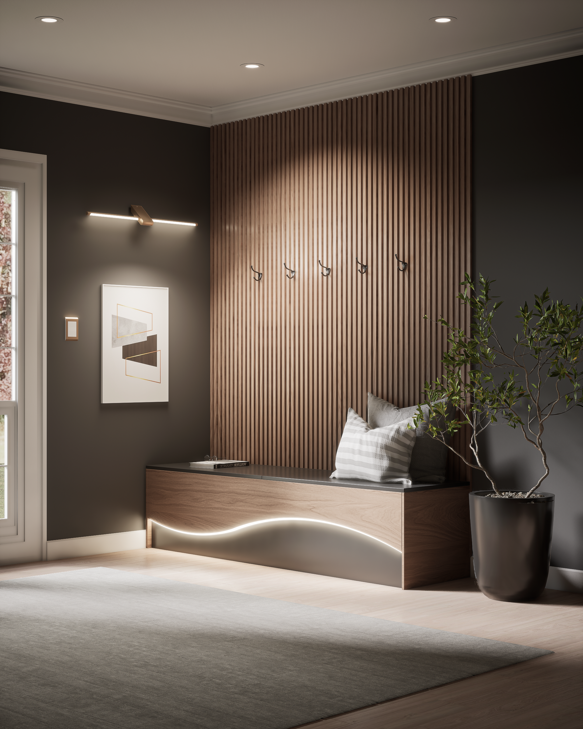 Contemporary Bench with LED Light