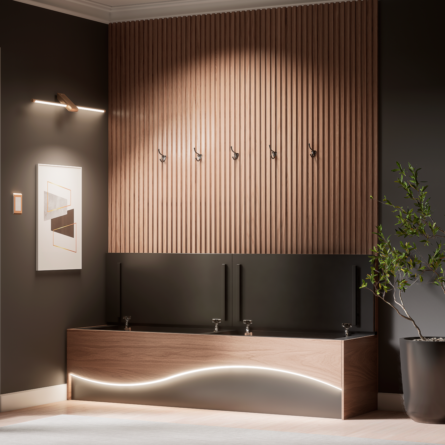 Contemporary Bench with LED Light