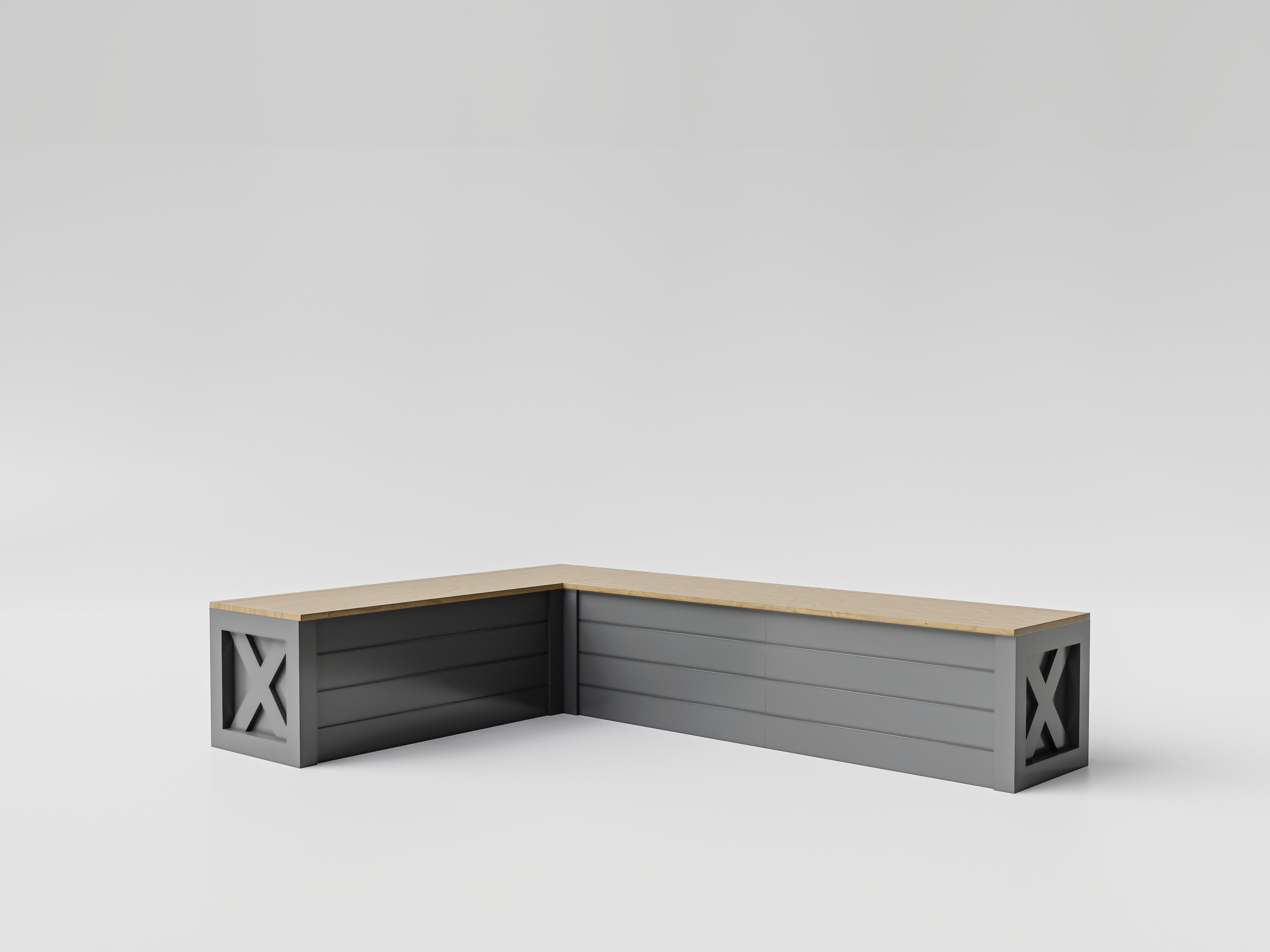Farmhouse Shiplap L-Shape Corner Bench | Standard Kitchen Bench