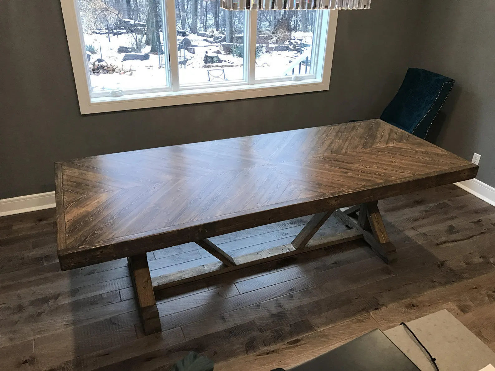 Farmhouse Table, Herringbone Top