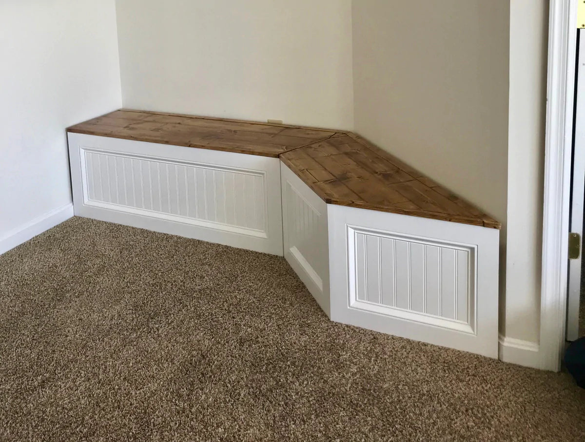 Photo of a custom angle corner bench