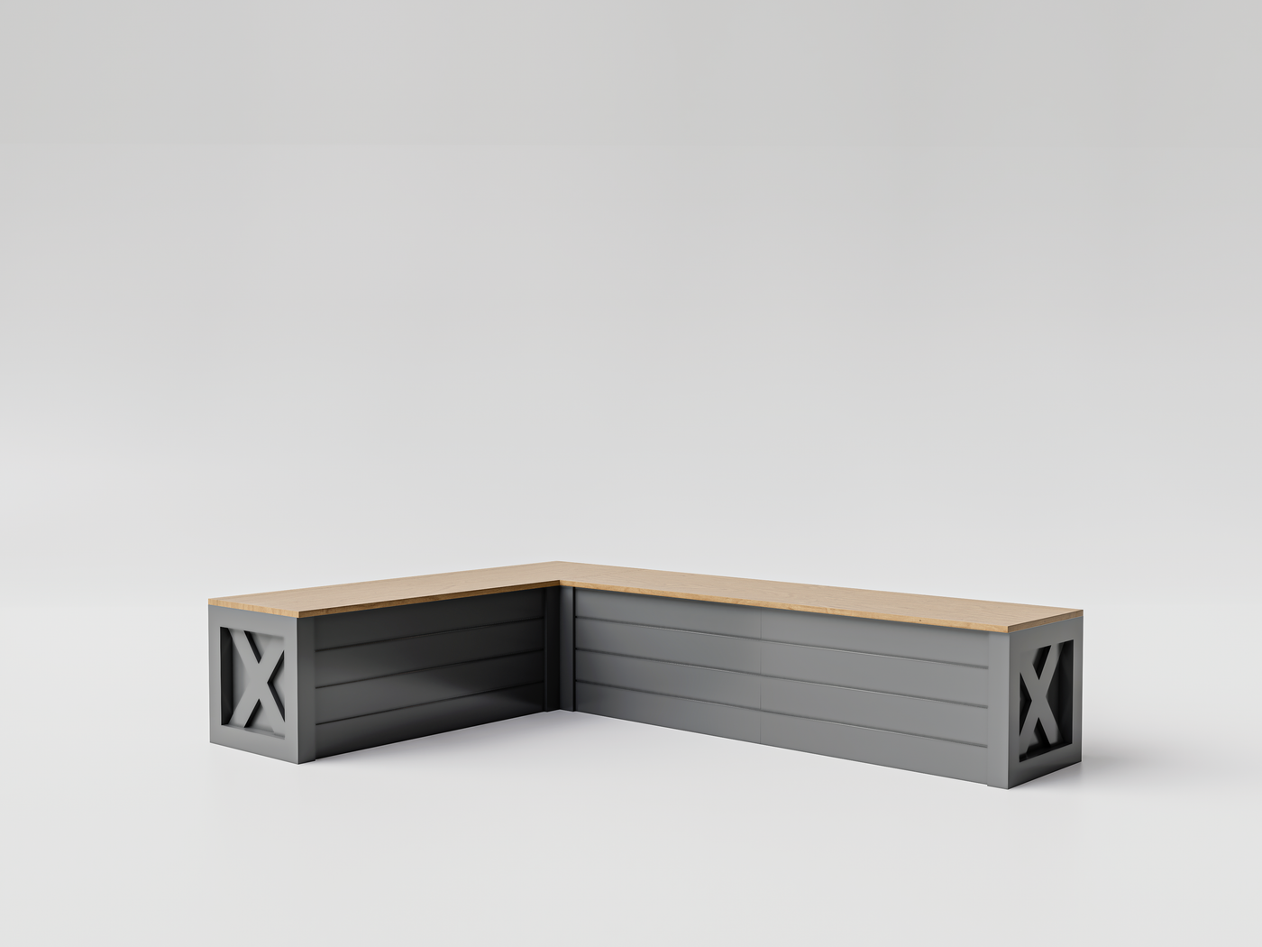 L-Shape Corner Bench, Shiplap Style