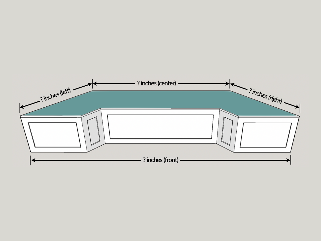 3-D Illustration showing where to measure the length to design and build a window seat